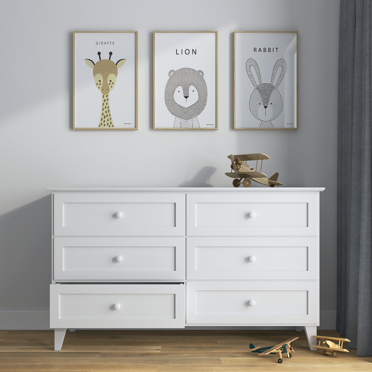 Wooden chest of drawers 6S 154 Scandi white