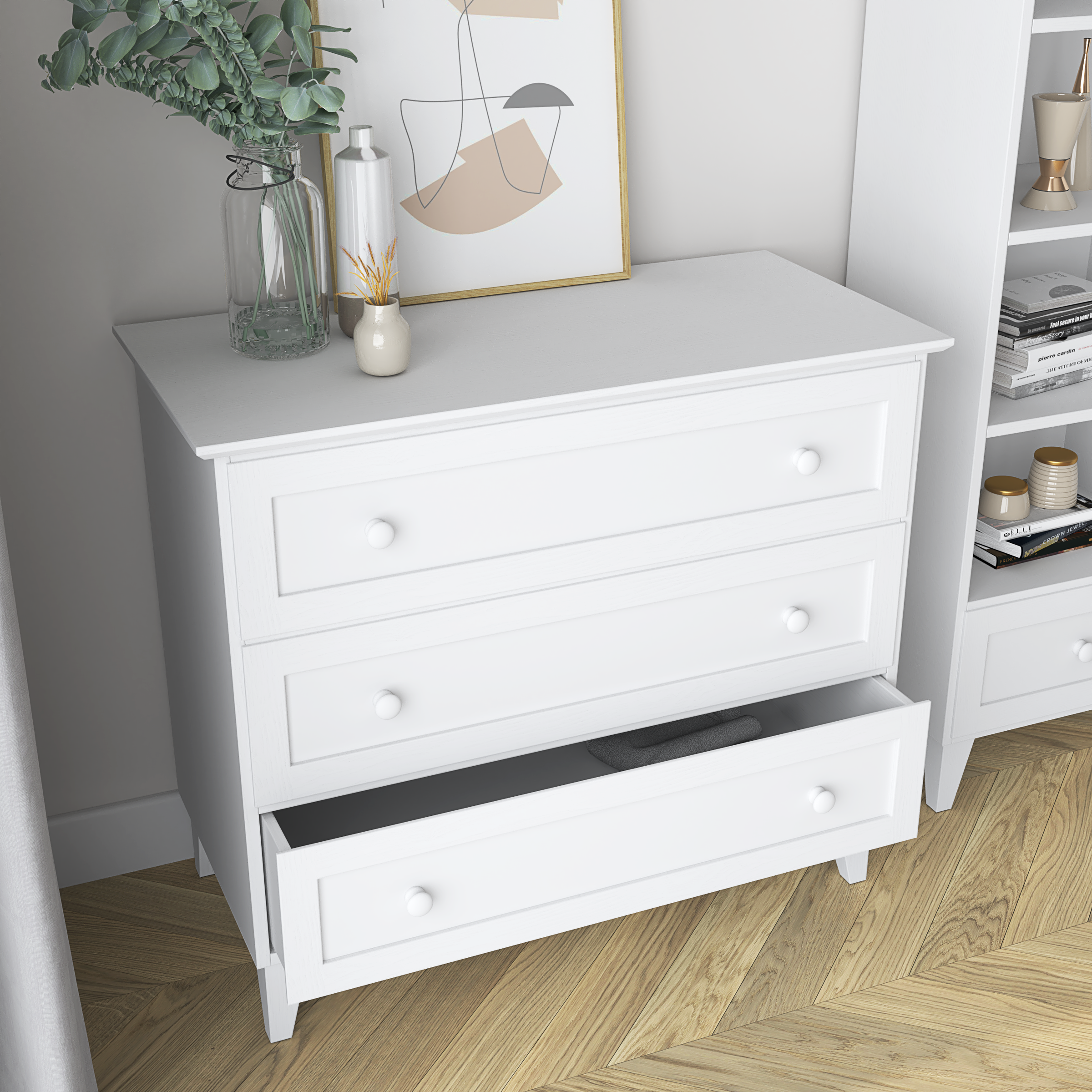 Wooden chest of drawers 3S 105 Scandi white