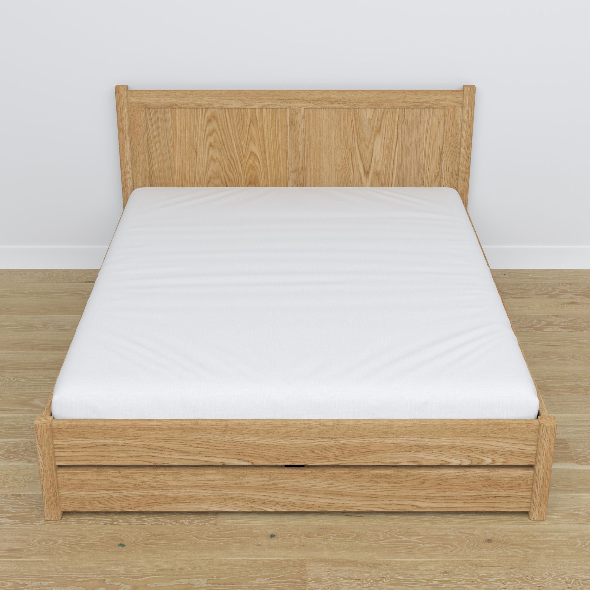 Oak double bed with drawer N02 oak natural