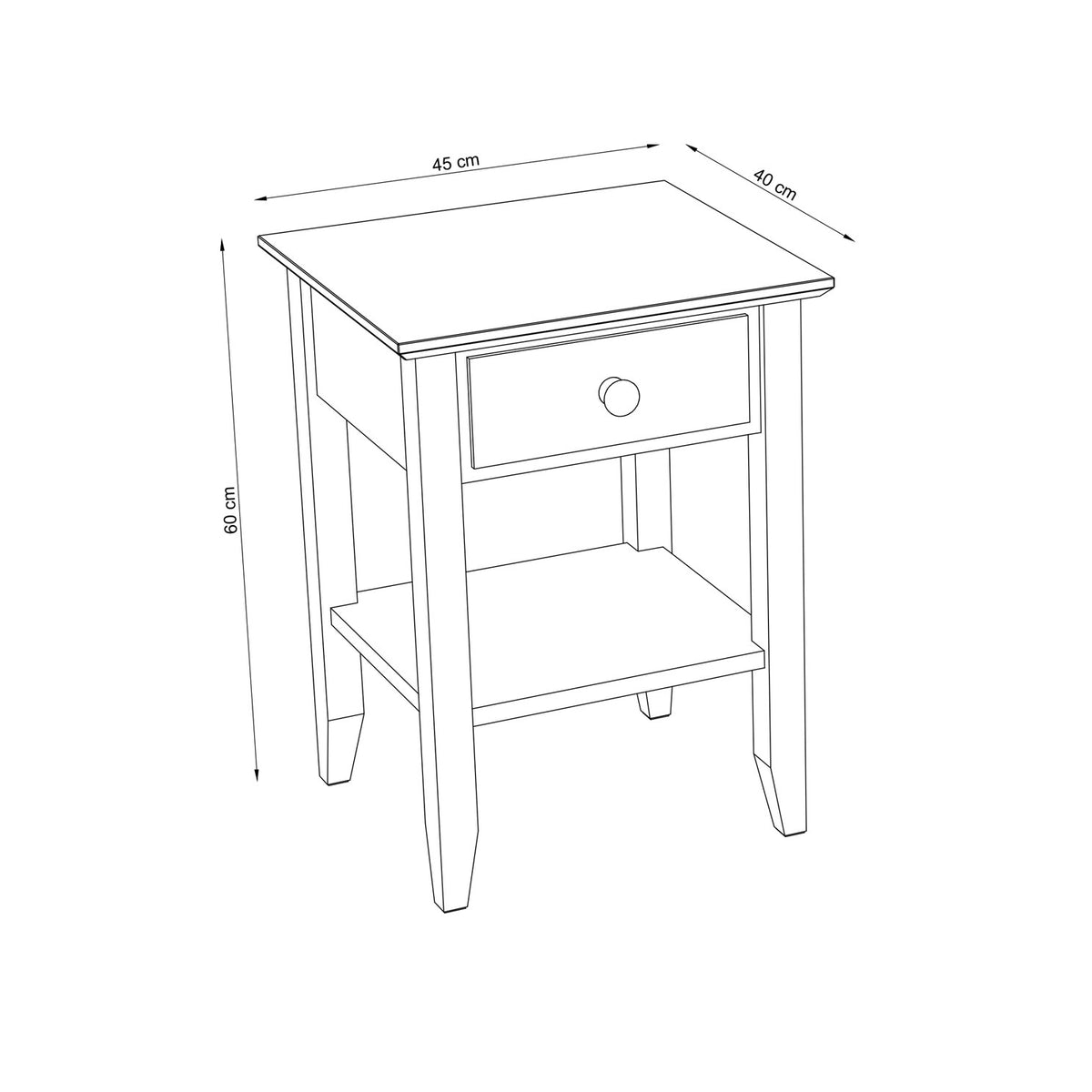 Wooden bedside table 1S N01 Scandi grey