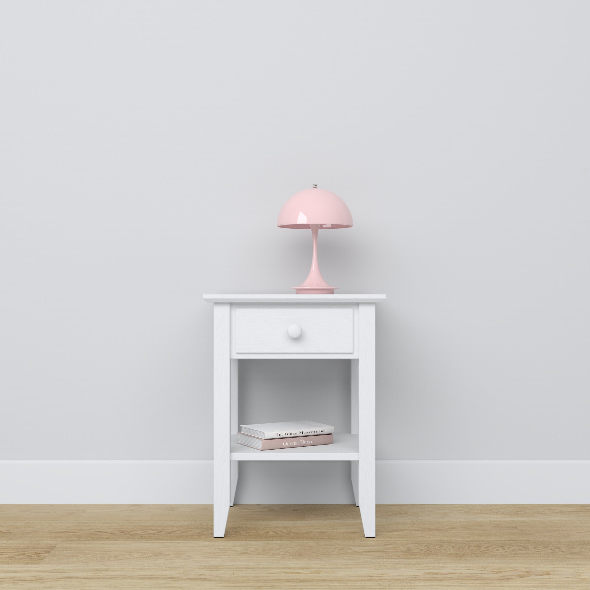 Wooden bedside table 1S N01 Scandi white