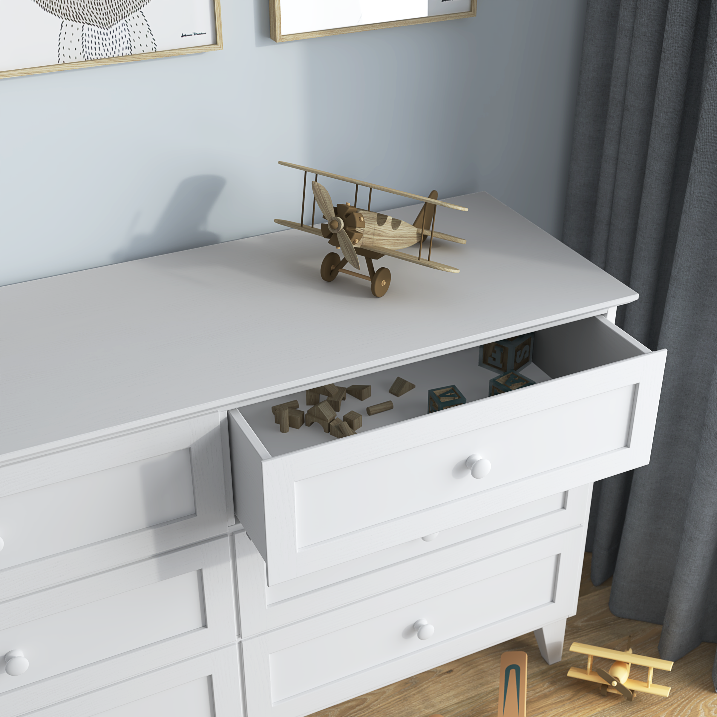 Wooden chest of drawers 6S 154 Scandi white