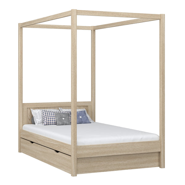 Oak canopy bed with drawer bleached oak – child’s room, scandi style
