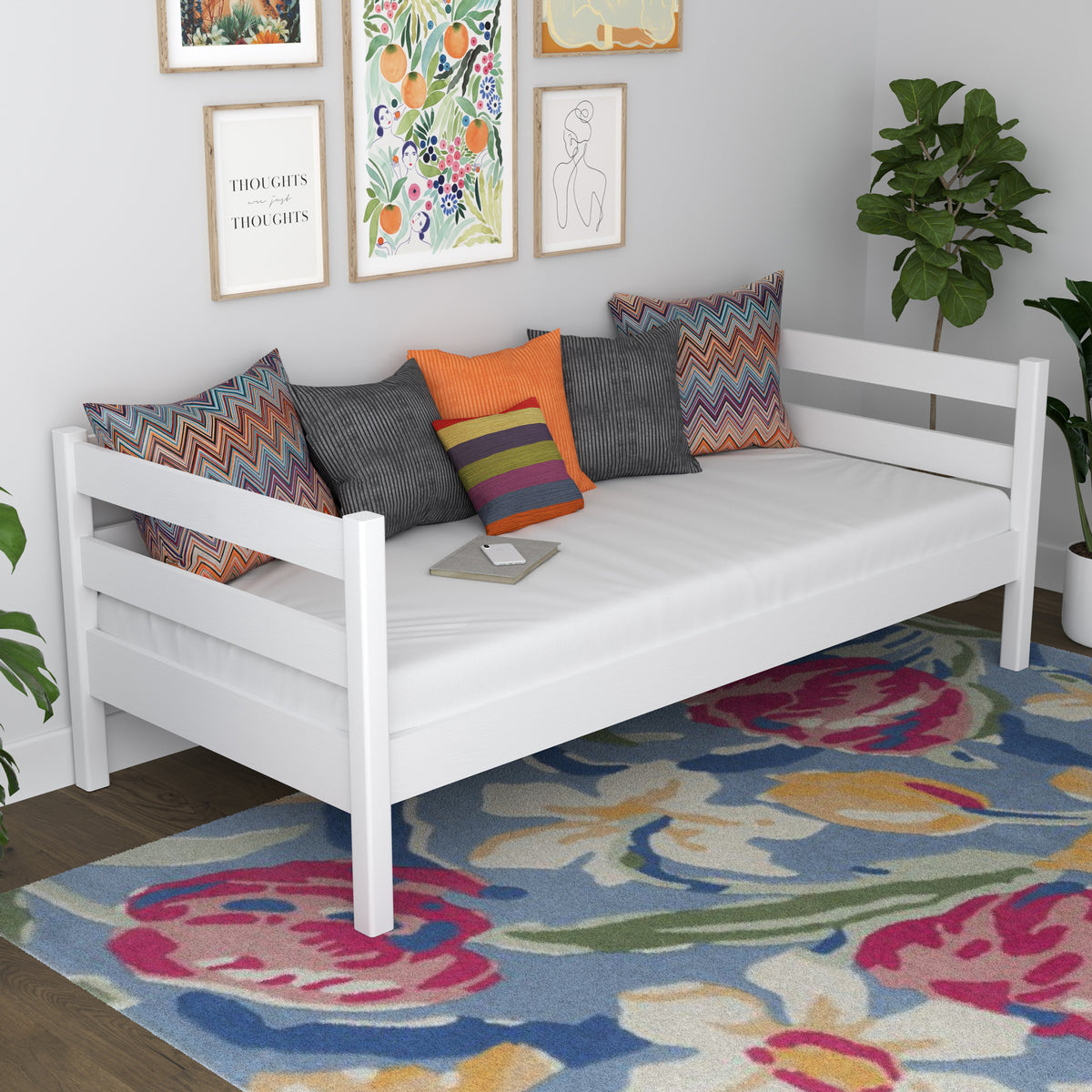 Łóżko sofa N01 biały – dodatkowy widok, trwała jakość Nizio Home