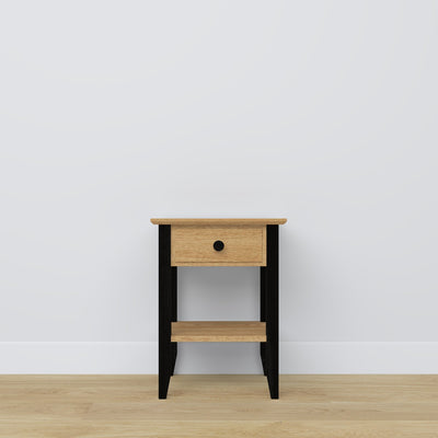 Oak bedside table 1S N01 Scandi oak natural / black