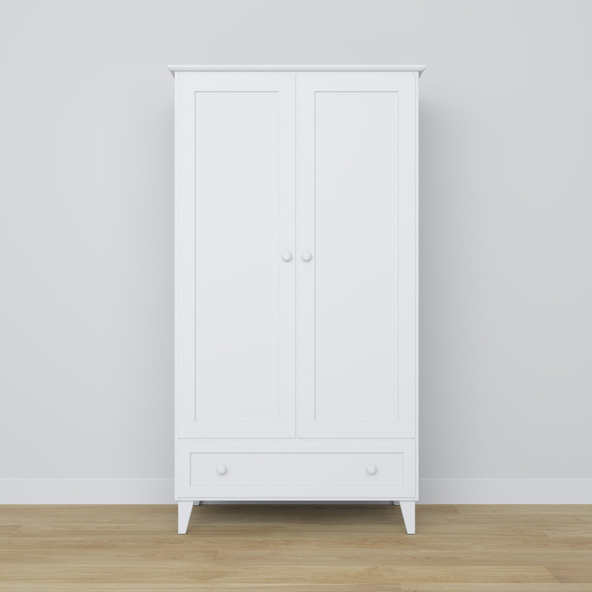 Wooden wardrobe 2D1S Scandi white