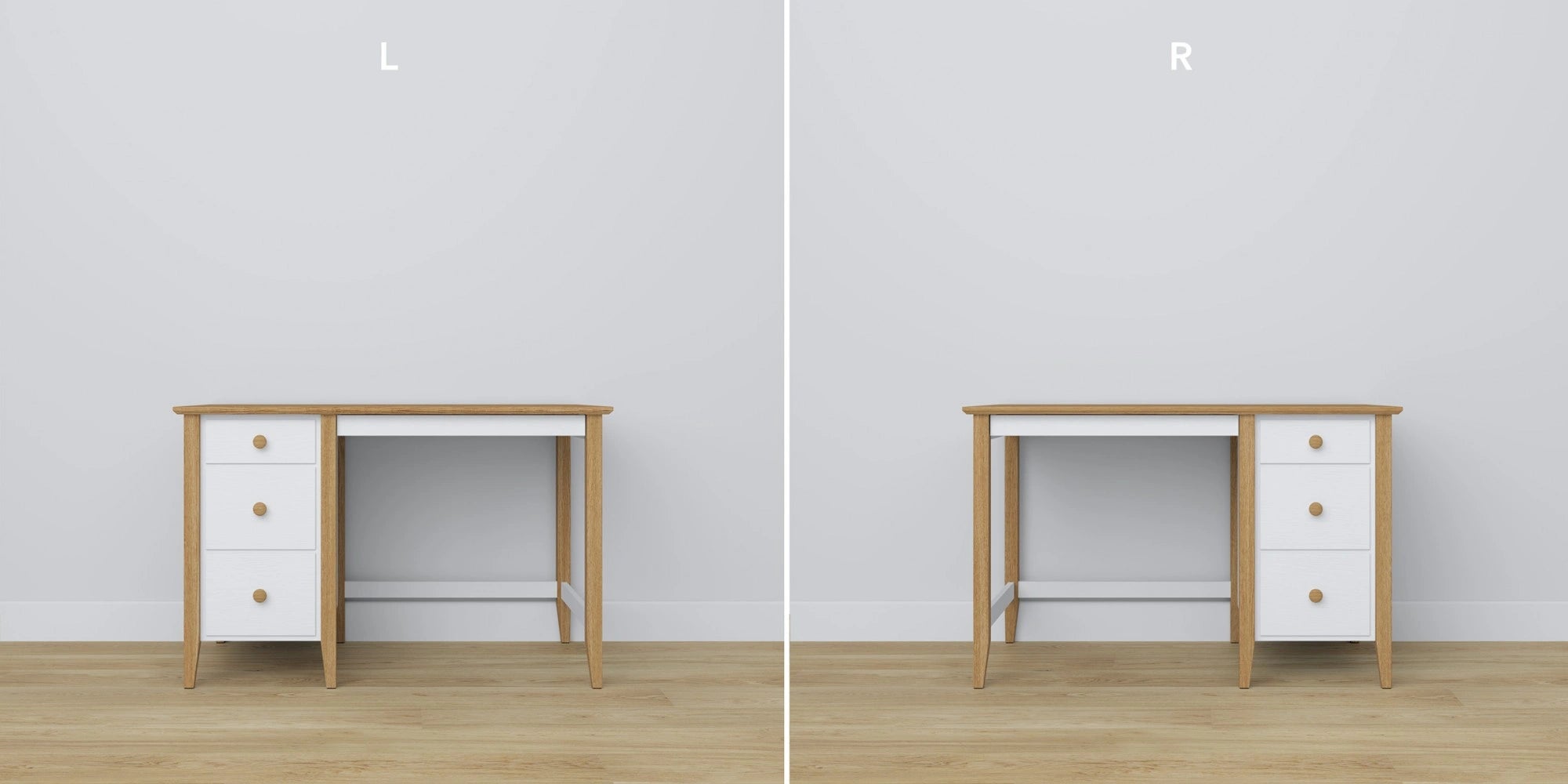 Wooden desk 3S Scandi white / natural oak