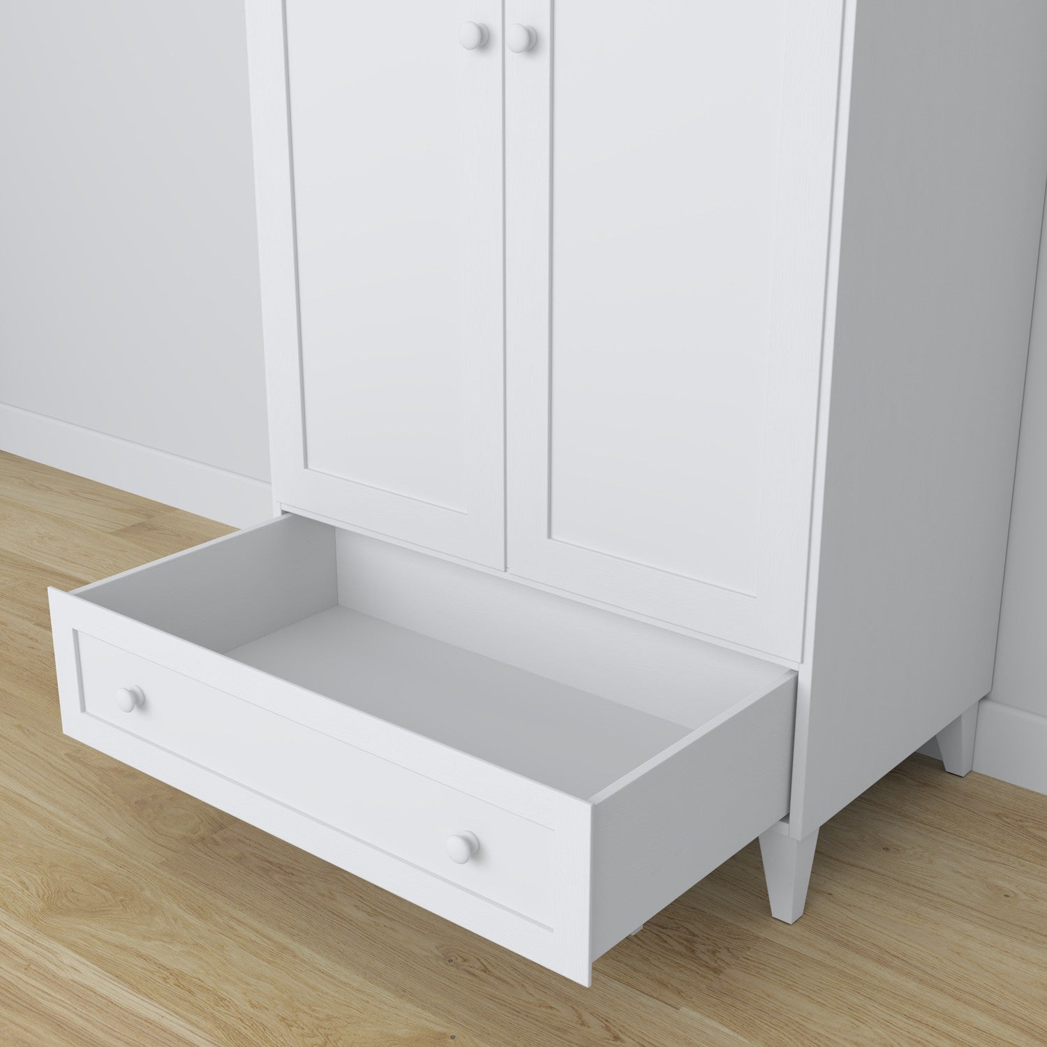 Wooden wardrobe 2D1S Scandi white