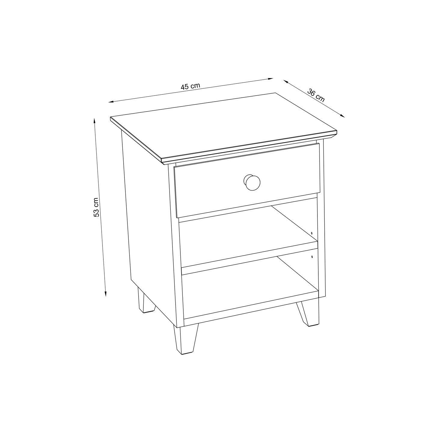 Wooden bedside table 1S N02 Scandi white