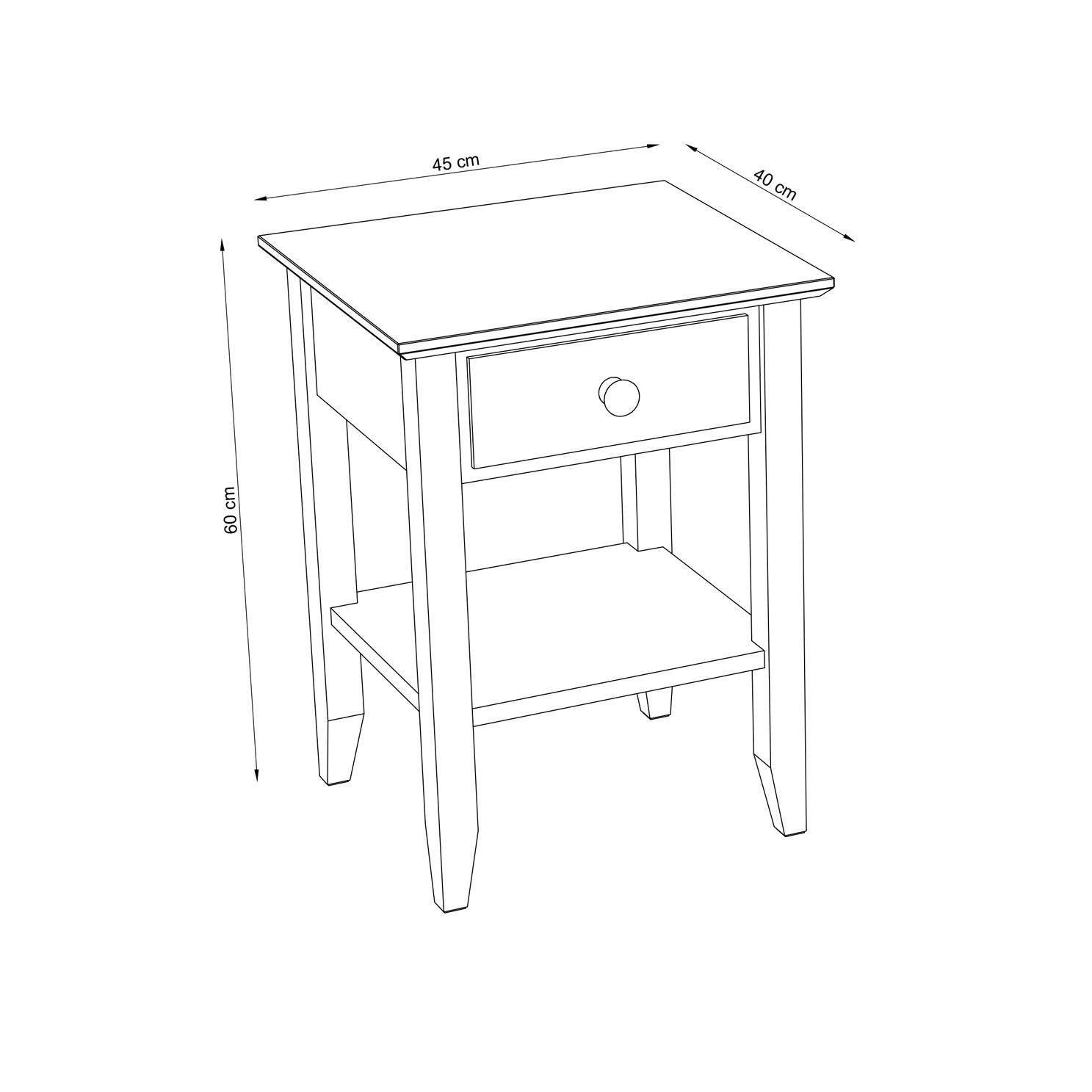 Wooden bedside table 1S N01 Scandi grey