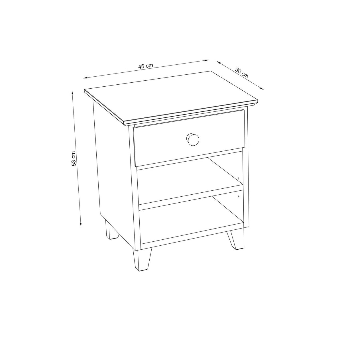 Wooden bedside table 1S N02 Scandi white