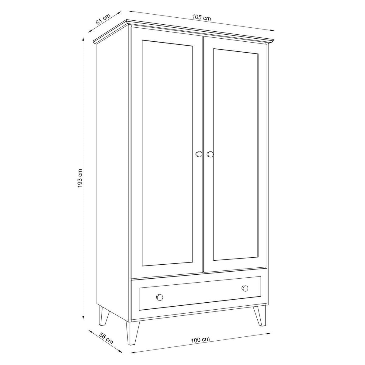 Wooden wardrobe 2D1S Scandi grey