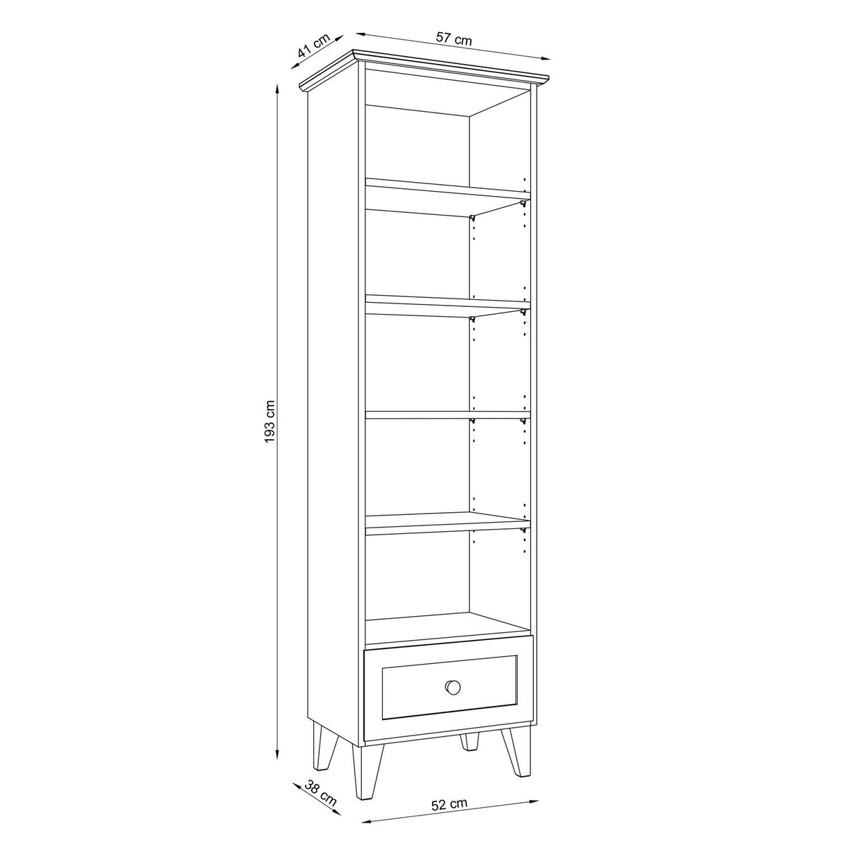 Wooden shelf 1S 57 Scandi white / oak