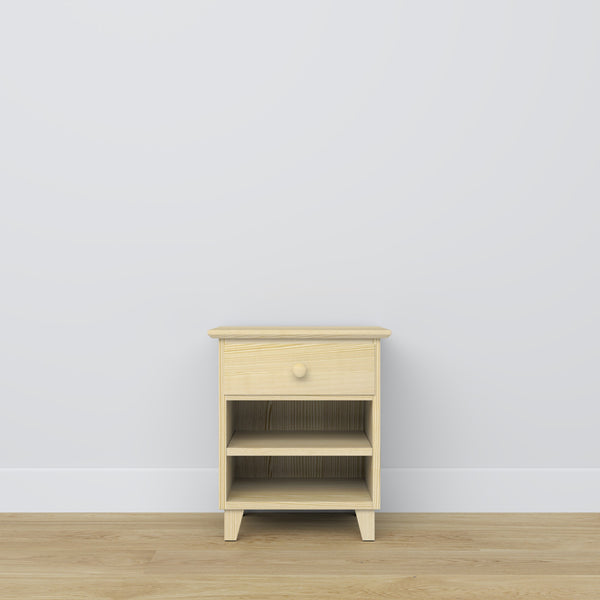 Pine bedside table 1S N02 Scandi clear pine