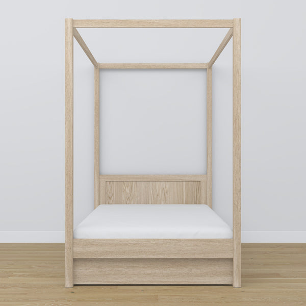 Bleached Oak Canopy Bed – Open Drawer, Oak, Nizio Home
