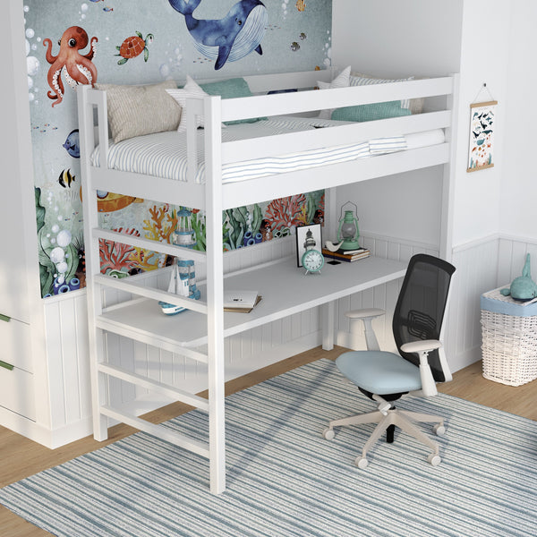 Loft Bed with Desk N01 RAL/NCS – Wooden, Color Matched to Your Interior, Nizio Home