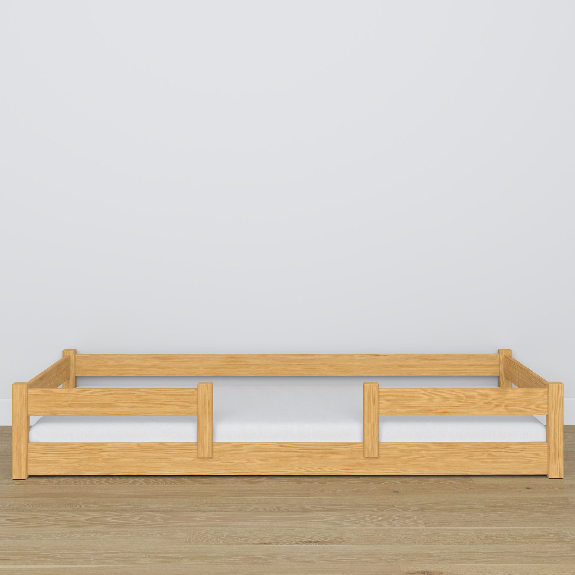 Wooden low bed N01 natural pine