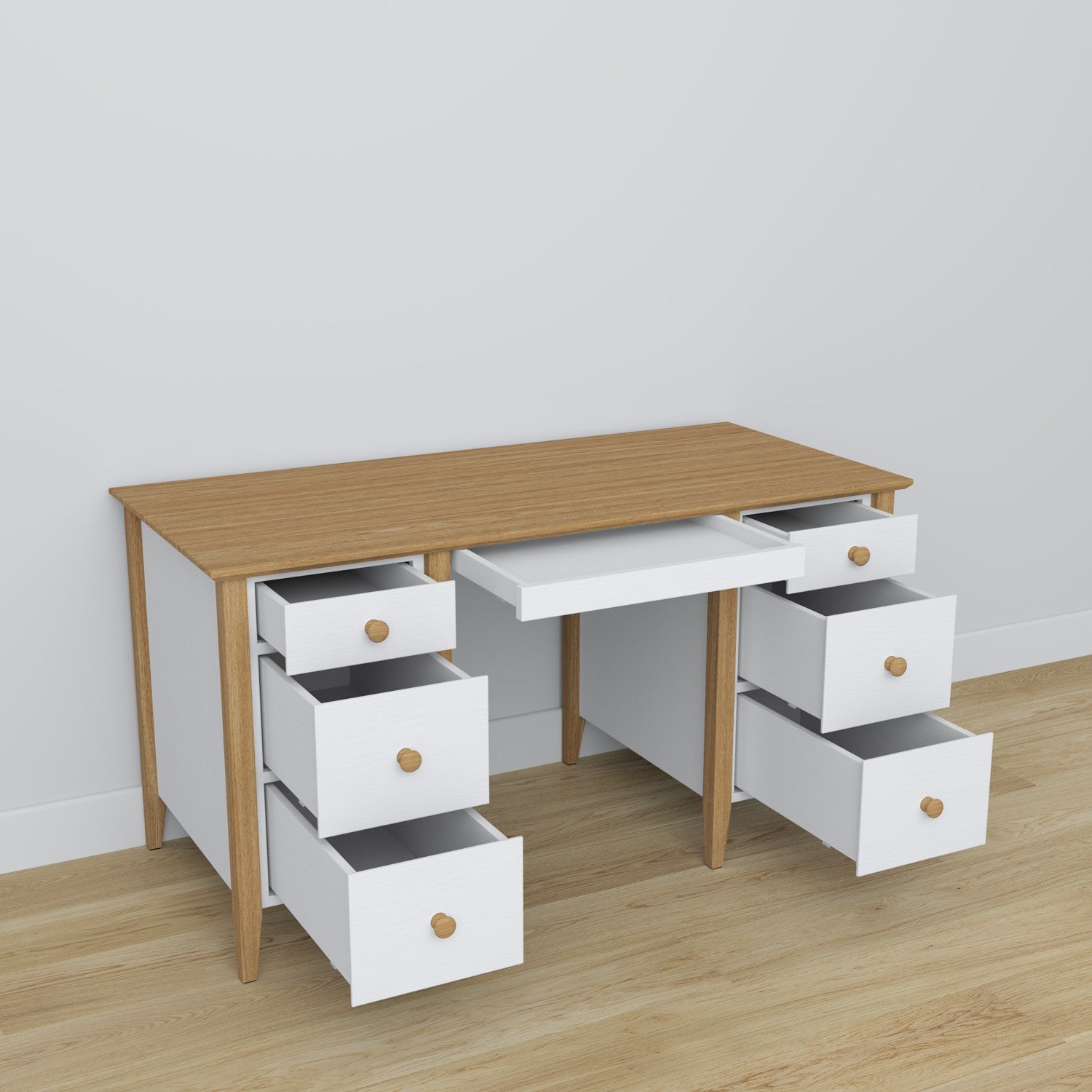 Wooden desk 6S Scandi white / natural oak