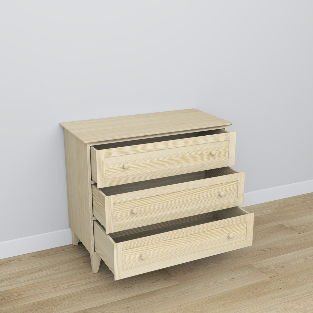 Pine chest of drawers 3S 105 Scandi clear pine