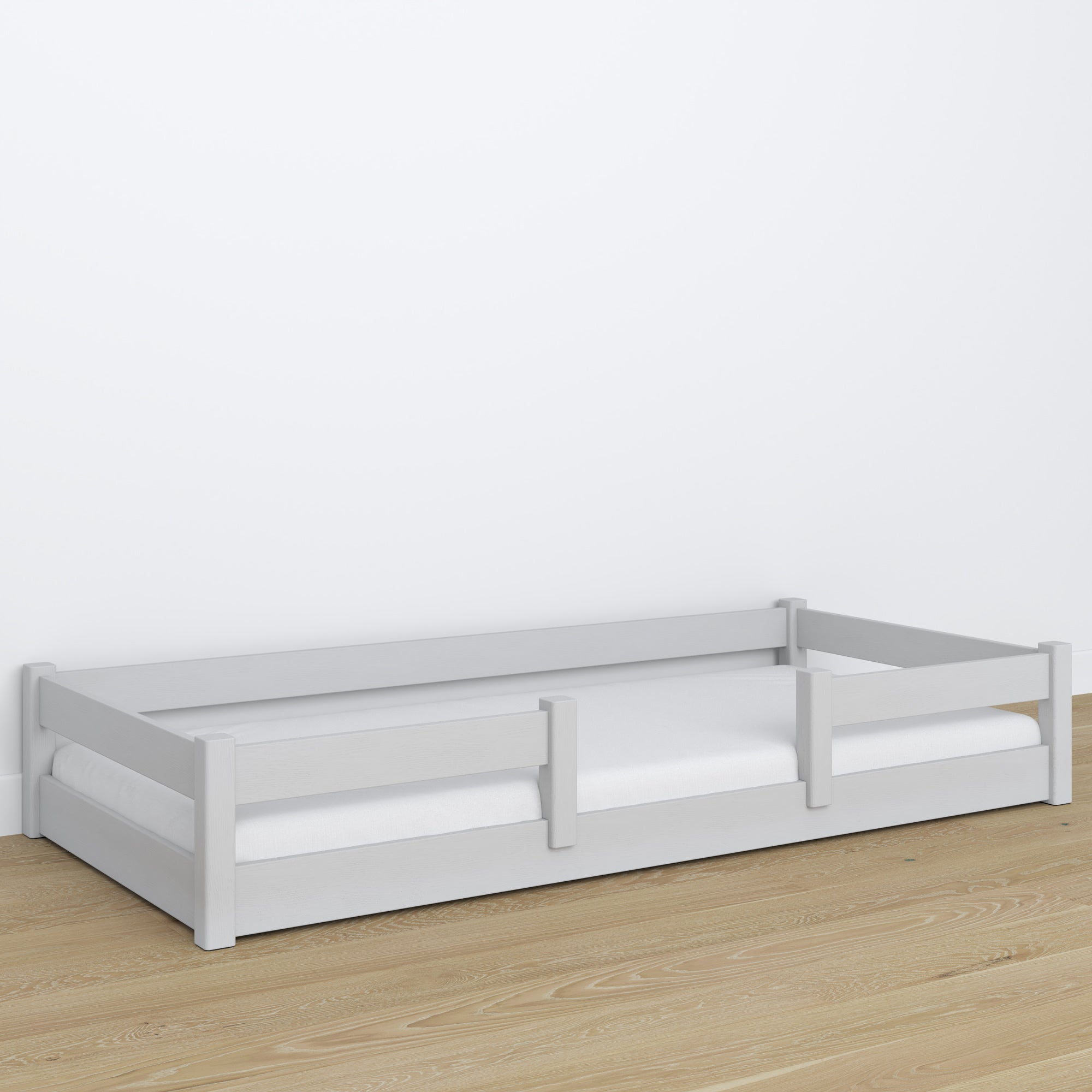 Wooden low bed N01 grey