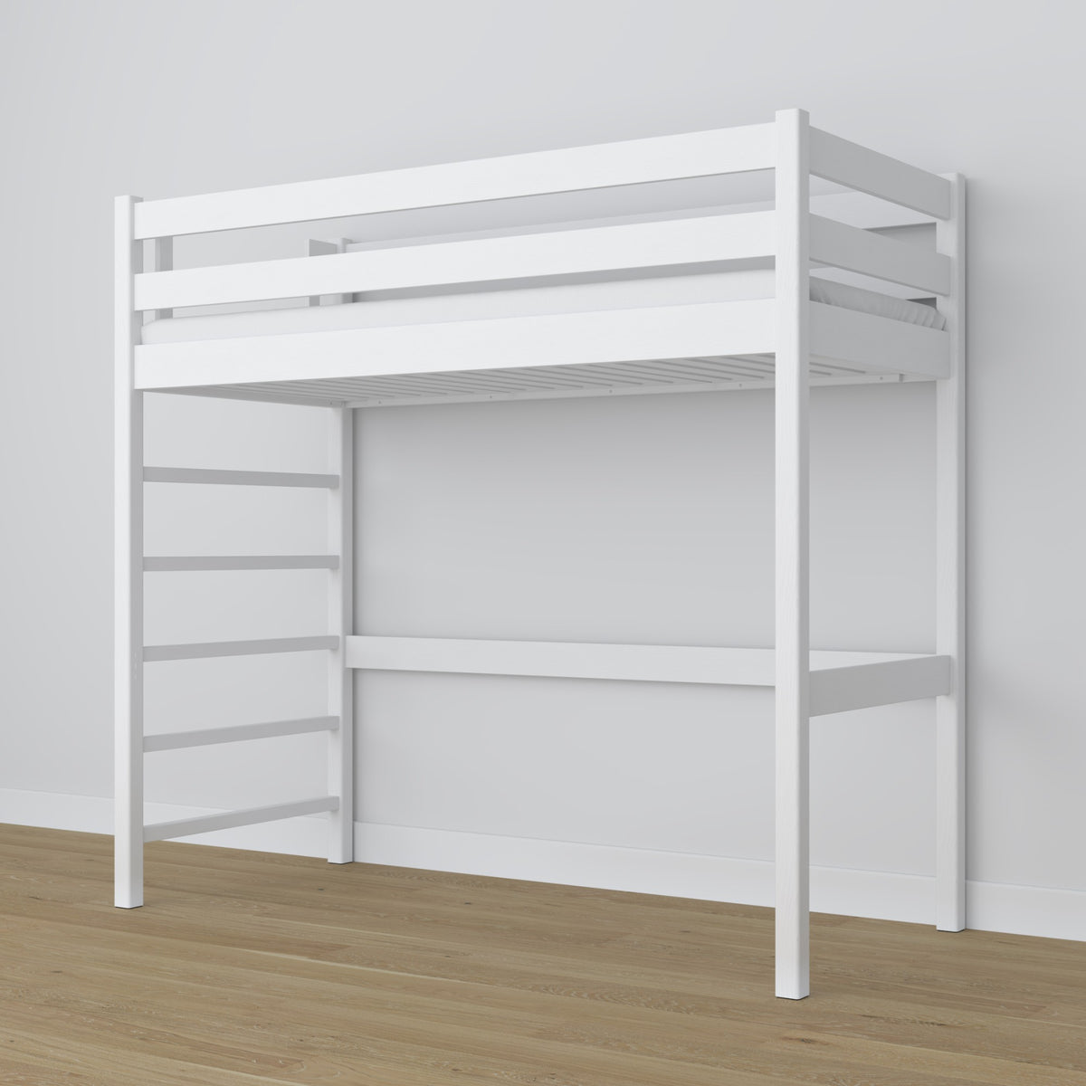 Medziposchodová posteľ N01, biela, drevená, škandinávsky štýl, minimalistická