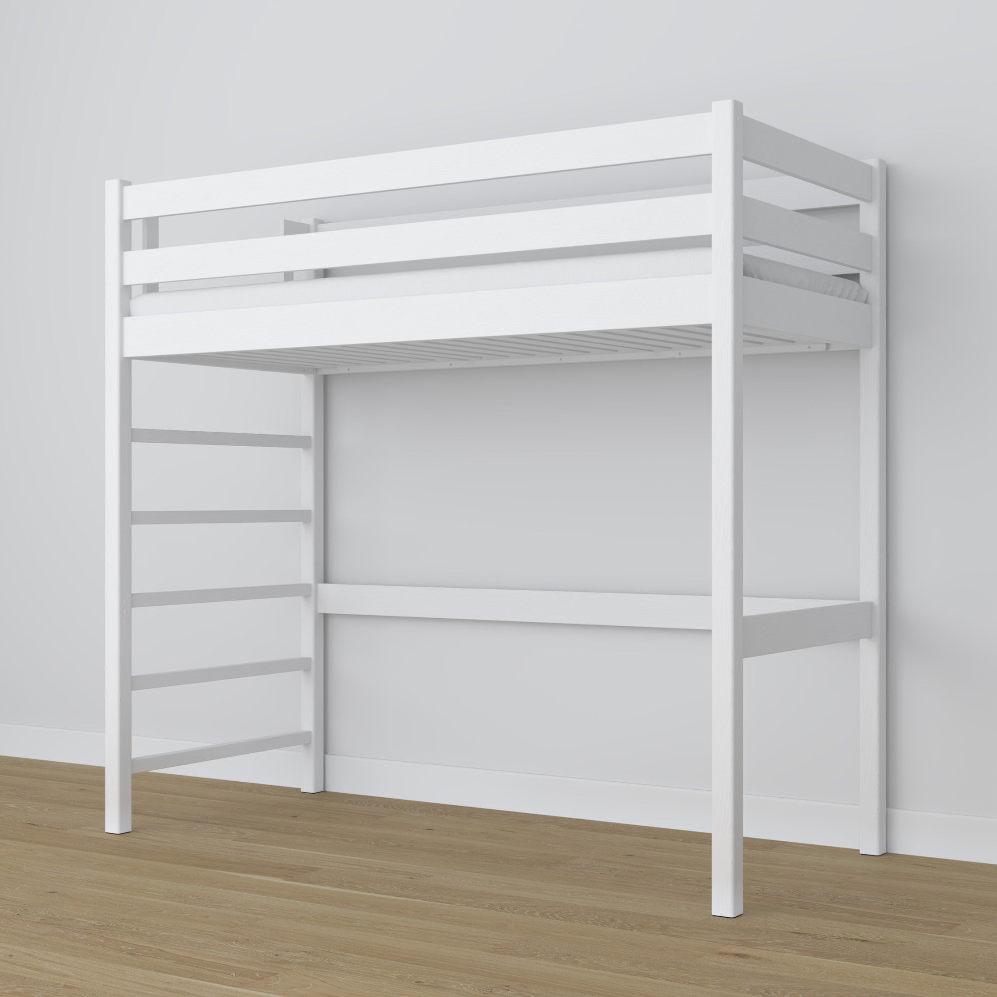 Medziposchodová posteľ N01, biela, drevená, škandinávsky štýl, minimalistická