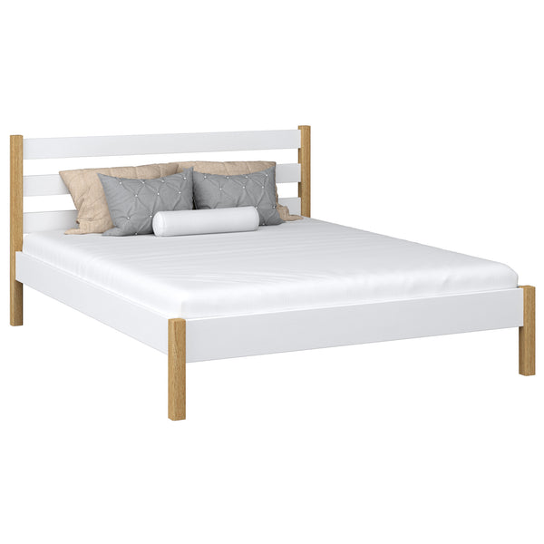 Wooden double bed N01 white / oak