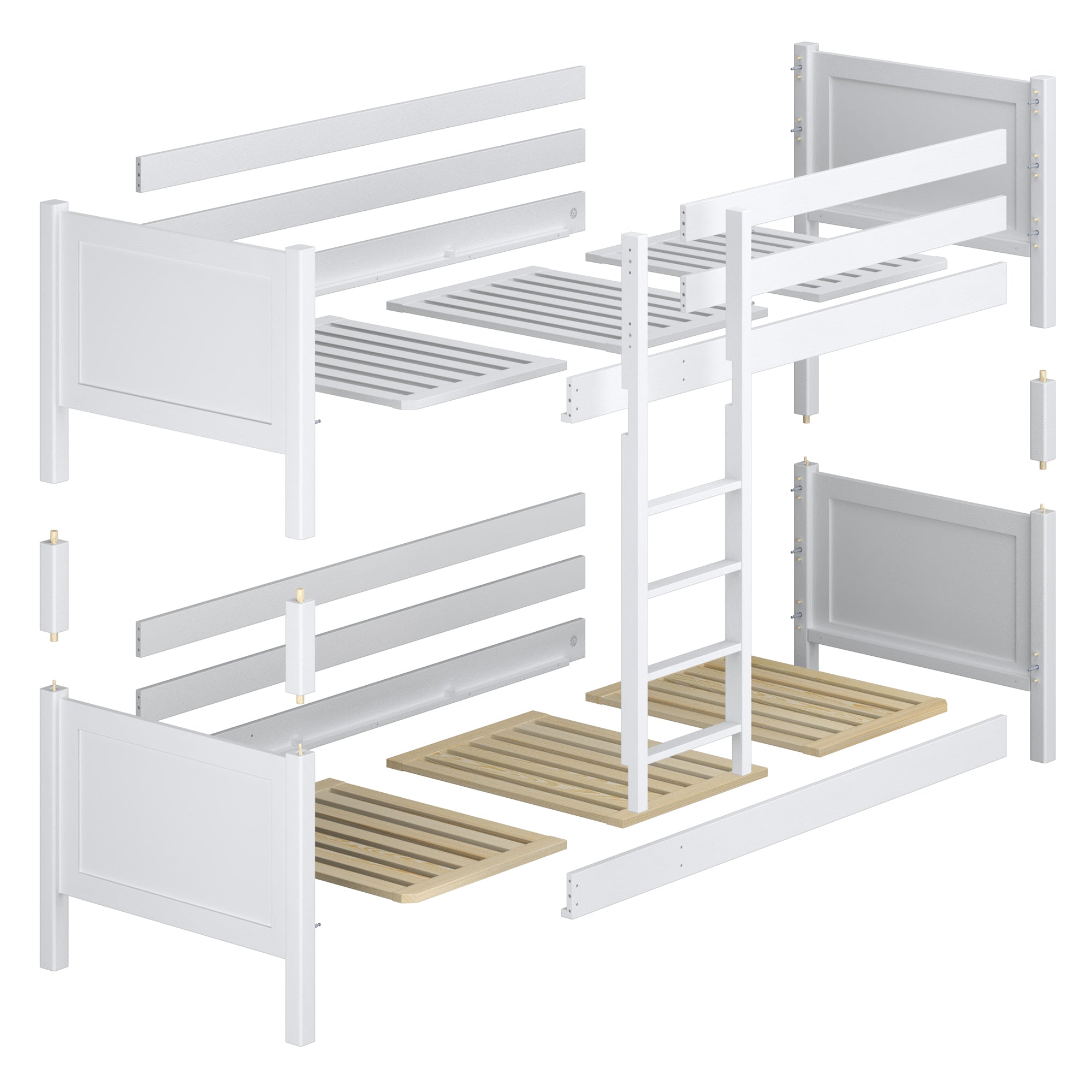 Clear Pine Bunk Bed – Wooden Joinery Joints, Close-up, Nizio Home