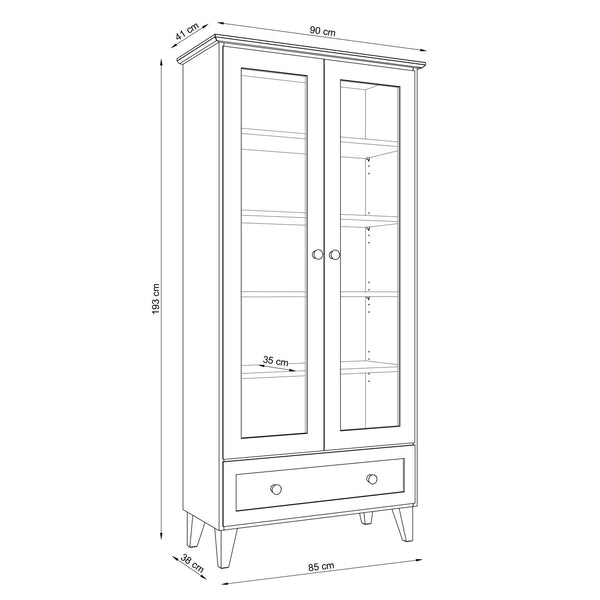 Oak display cabinet 1S 90 Scandi oak natural / black