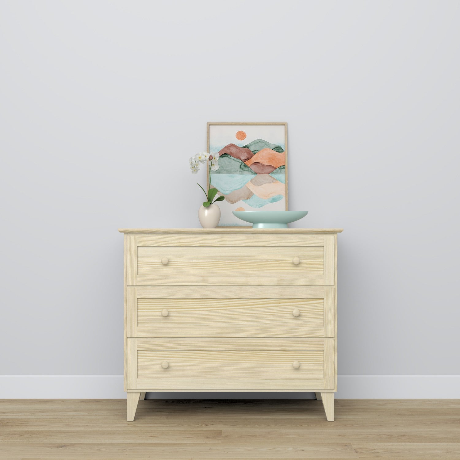 Pine chest of drawers 3S 105 Scandi clear pine