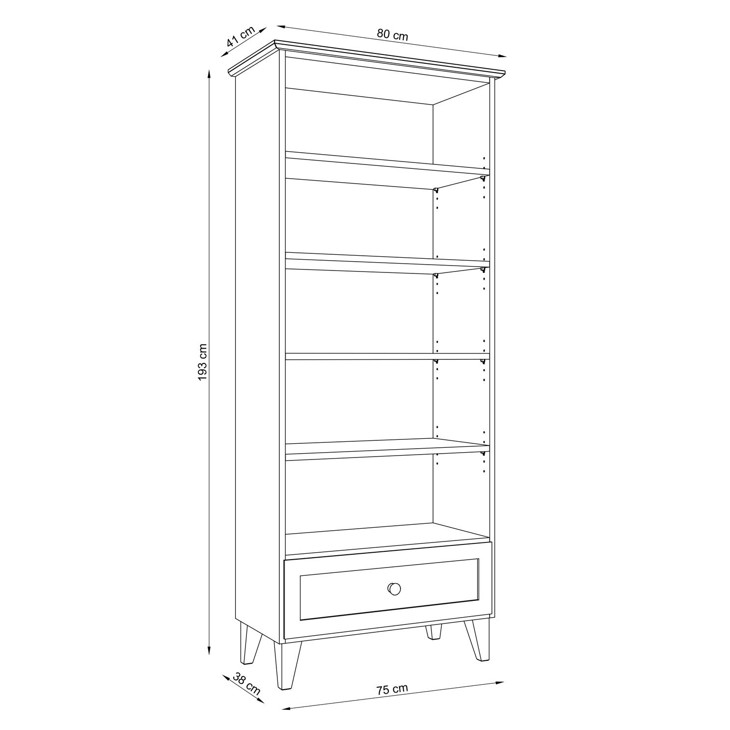 Oak shelf 1S 80 Scandi oak natural