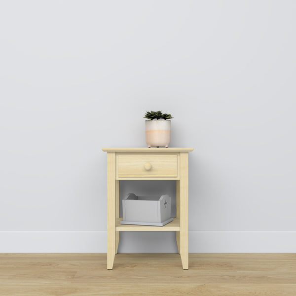 Pine bedside table 1S N01 Scandi clear pine