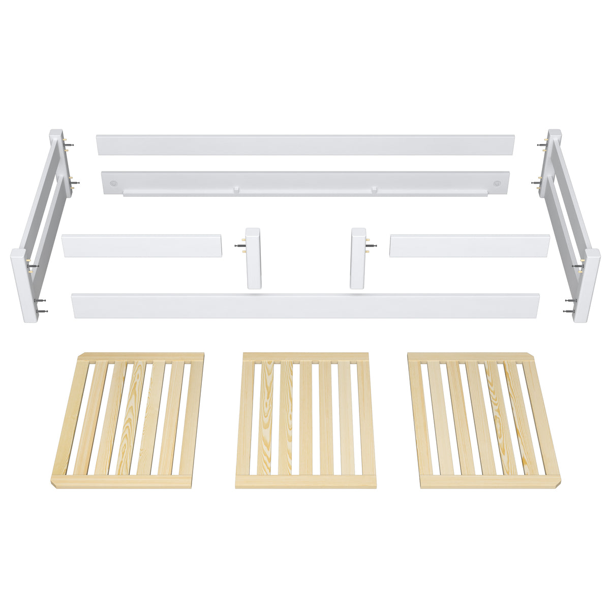 Wooden low bed N01 white / oak