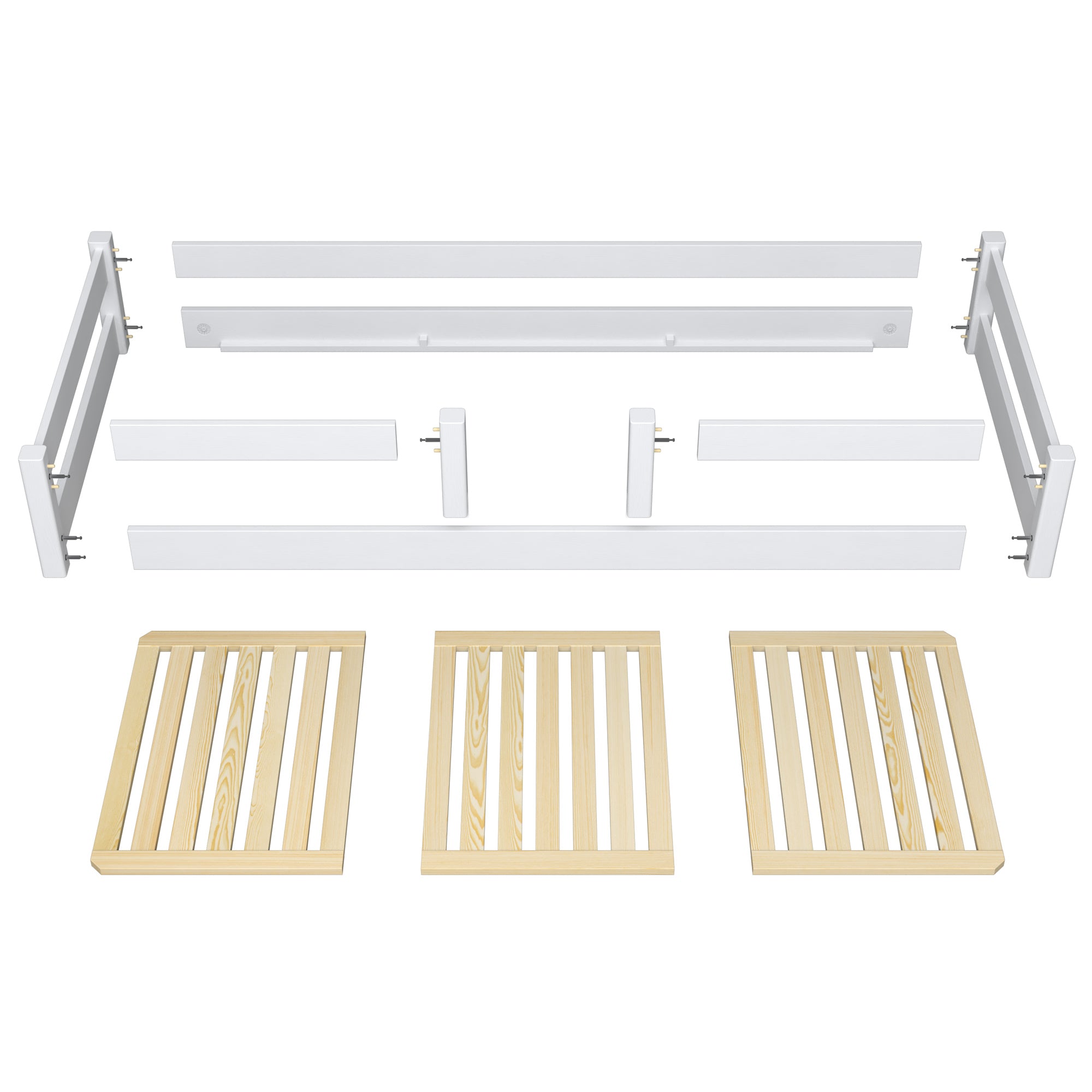 Wooden low bed N01 white / oak