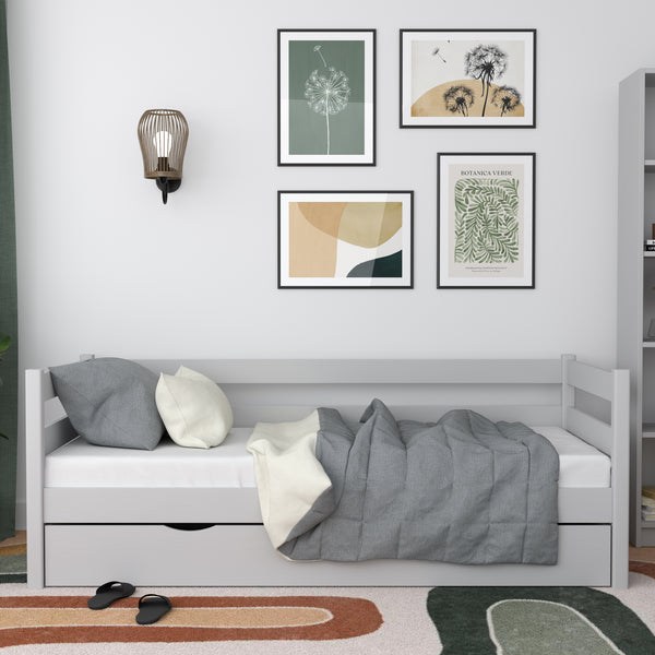 Łóżko sofa z szufladą N01 popielaty – dodatkowy widok, trwała jakość Nizio Home