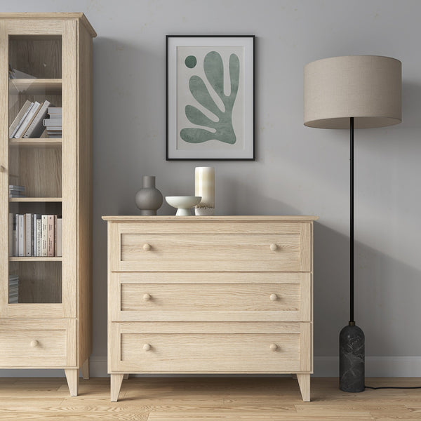 Oak chest of drawers 3S 105 Scandi oak bleached
