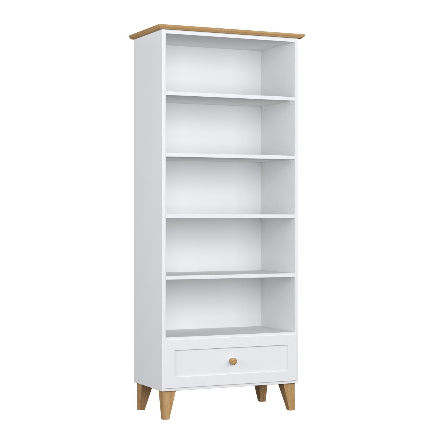 Wooden shelf 1S 80 Scandi white / oak