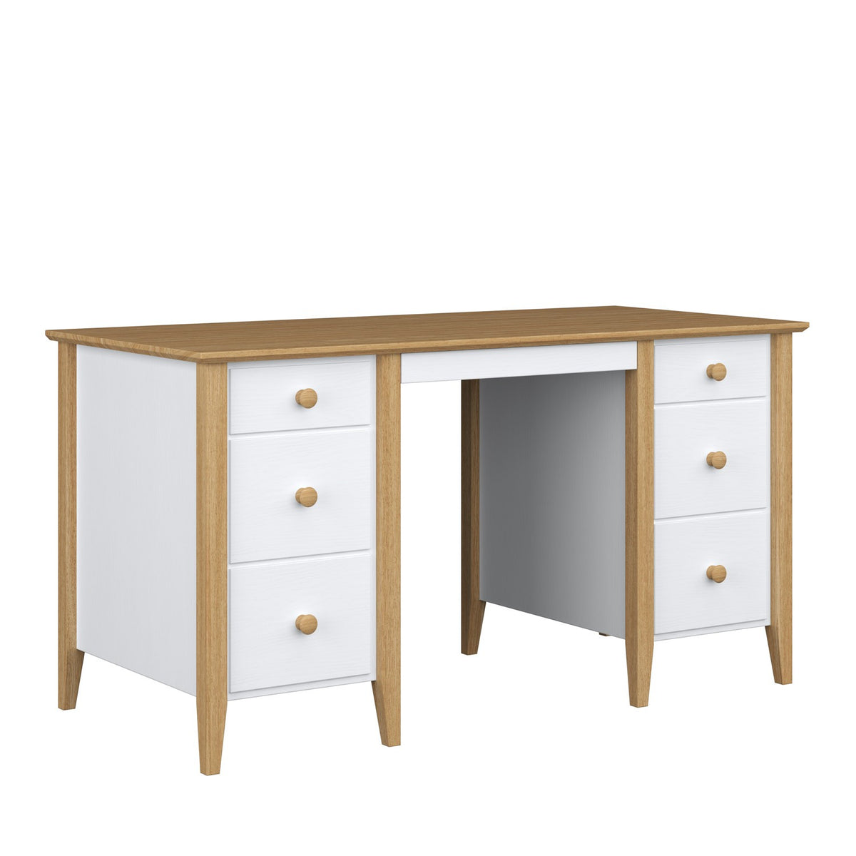 Wooden desk 6S Scandi white / natural oak