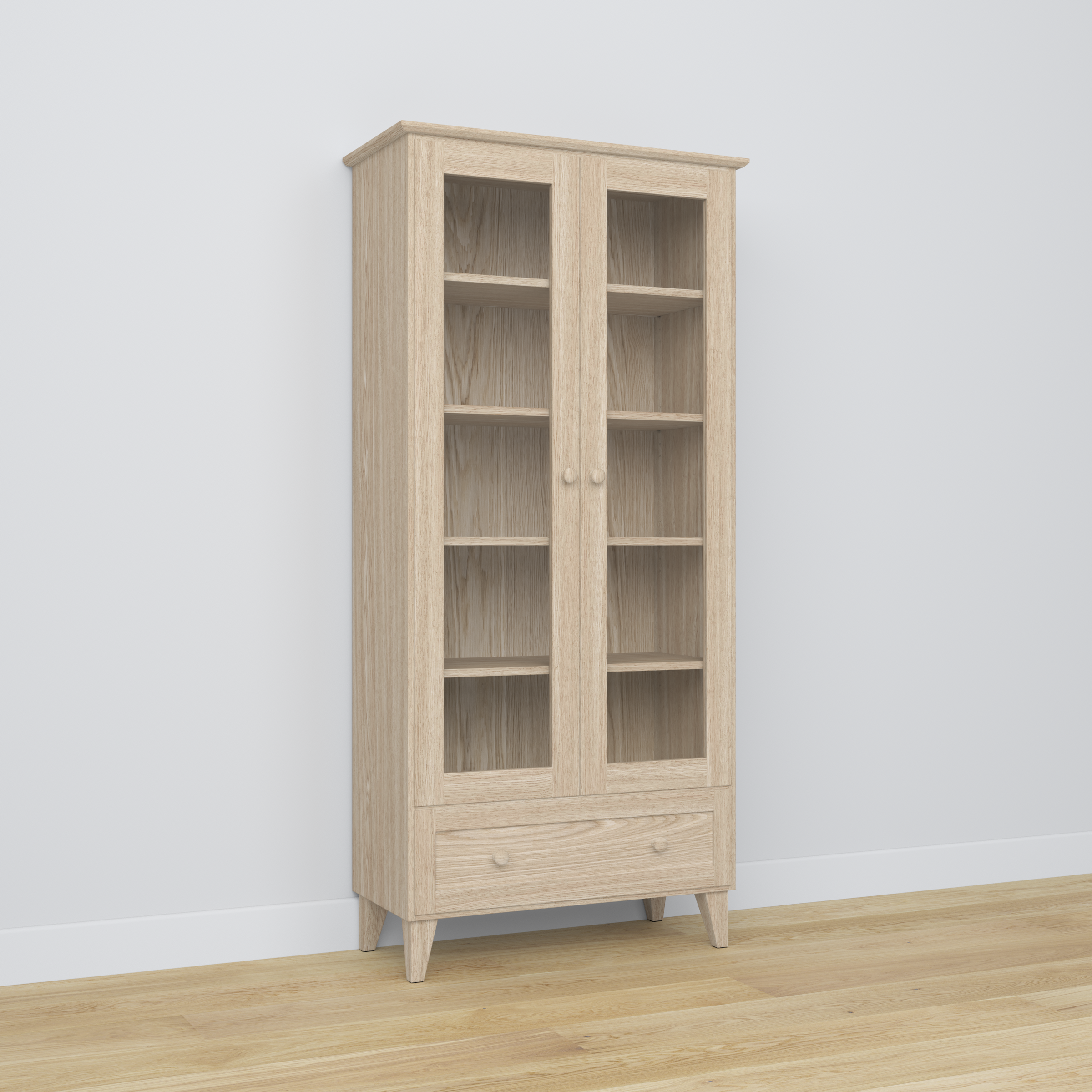 Oak Display Cabinet 1S 90 Scandi bleached oak