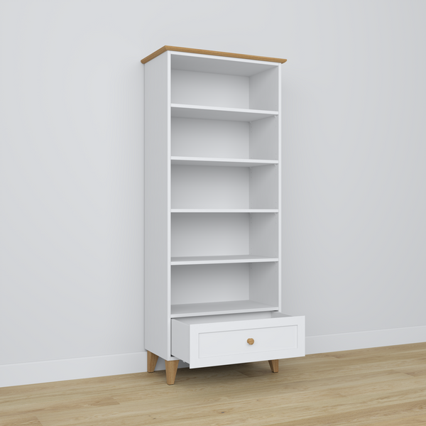 Wooden shelf 1S 80 Scandi white / oak