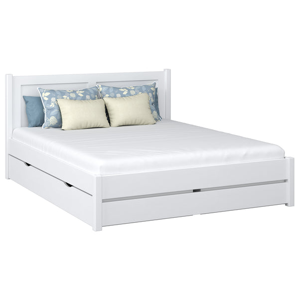 Wooden double bed with drawer N02 white
