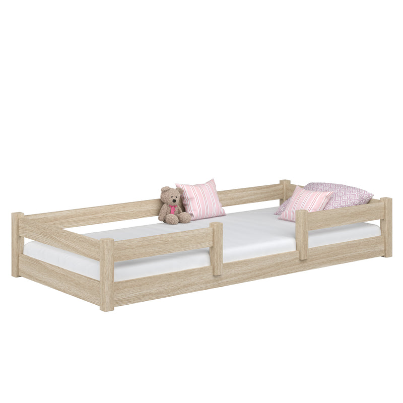 Nízka dubová posteľ, bielený dub - spálňa, masív, škandinávsky štýl Nizio