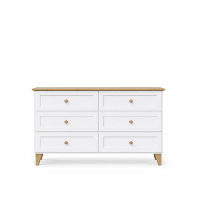 Wooden chest of drawers 6S 154 Scandi white / natural oak