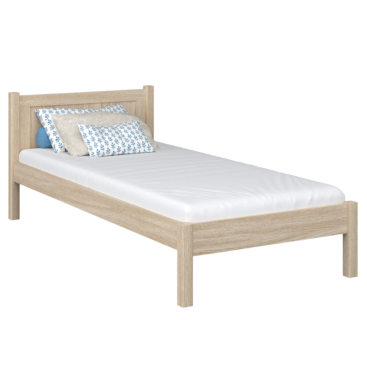 Jednolôžková dubová posteľ, bielený dub - detská izba, masív, scandi štýl