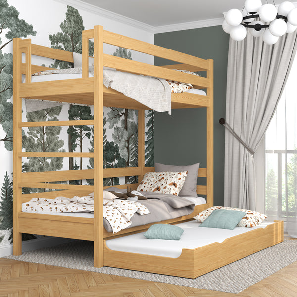 Natural Pine Wooden Bunk Bed with Mattress Drawer – Scandi Children’s Room