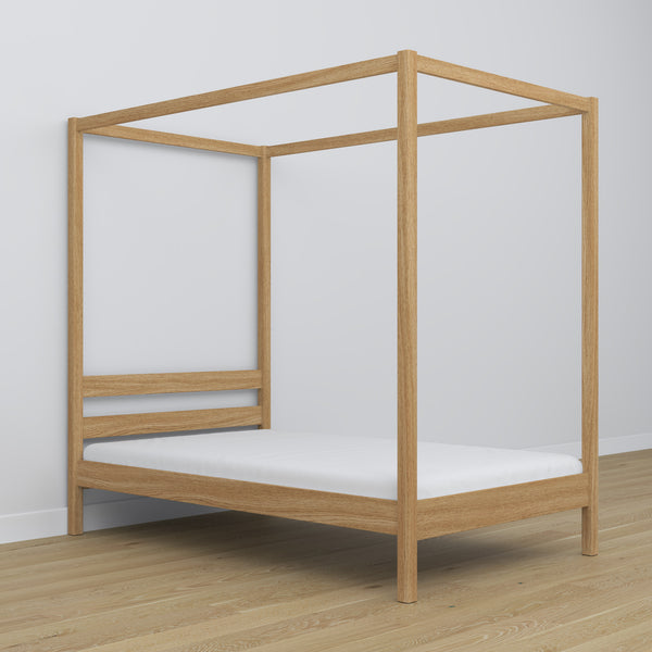 Natural Oak Canopy Bed – Decorative Oak Frame, Safe for Children