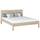 Double bed bleached oak in bedroom – bedding arrangement with bedding, scandi style