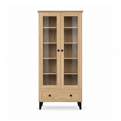Oak display cabinet 1S 90 Scandi oak natural / black